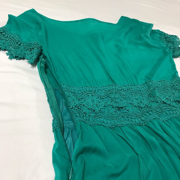 TURQUOISE CROCHET LACE DRESS - Picture 4 of 6